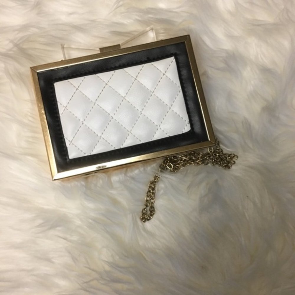 Cute Hardcase White and Gold Clutch Lightly Used